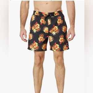 Men's Black Floral Swim Shorts